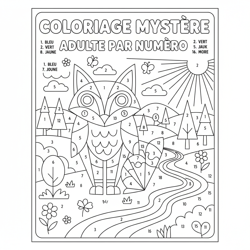 Coloriage coloriage par numéro adulte 3