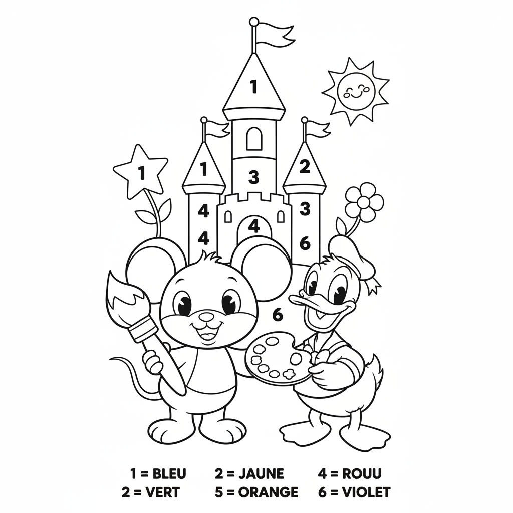 Coloriage coloriage par numero disney 1