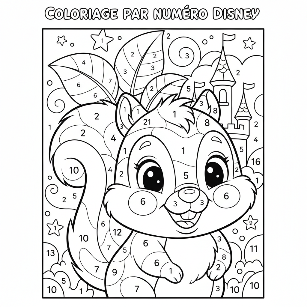 Coloriage coloriage par numéro disney 4