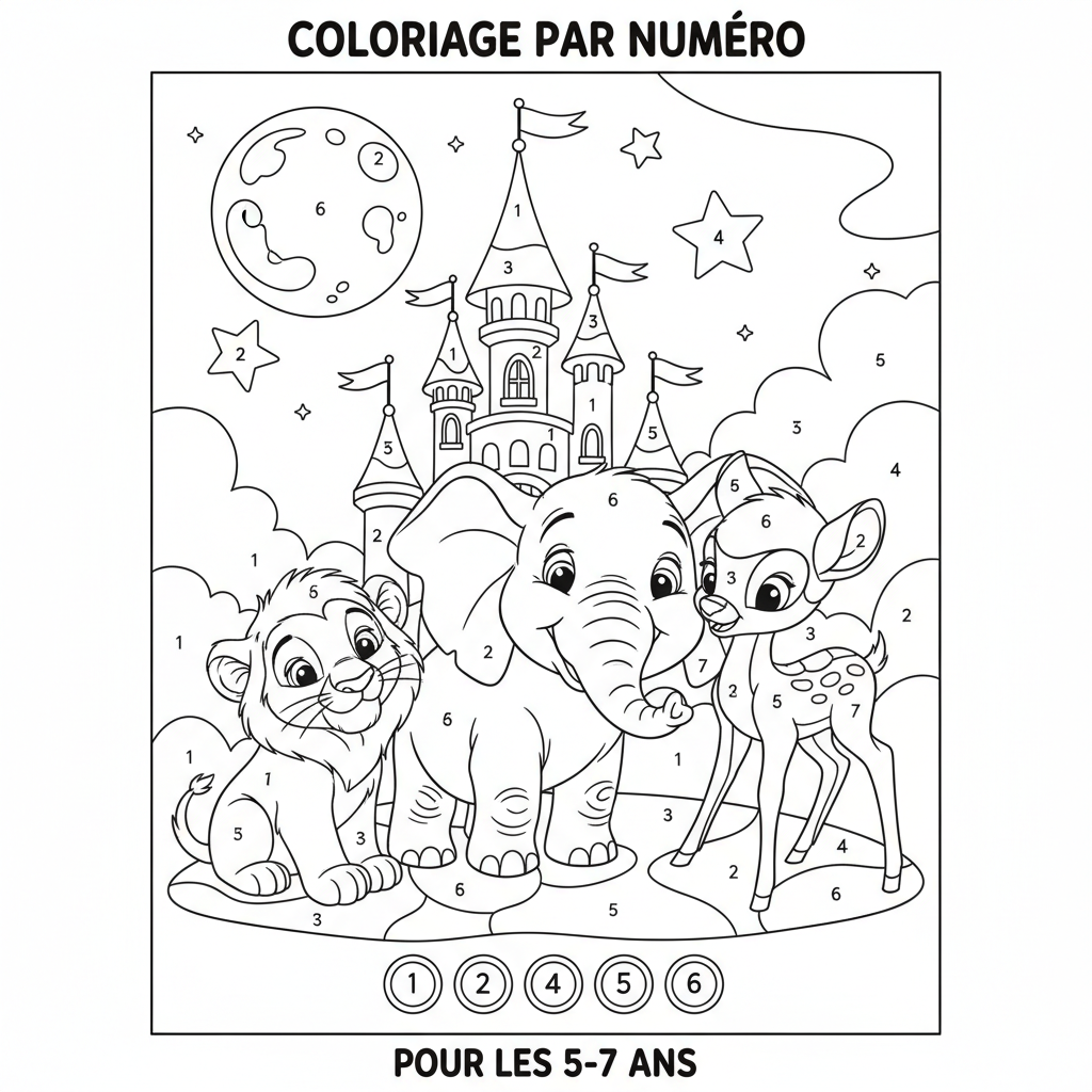 Coloriage coloriage par numero disney 2
