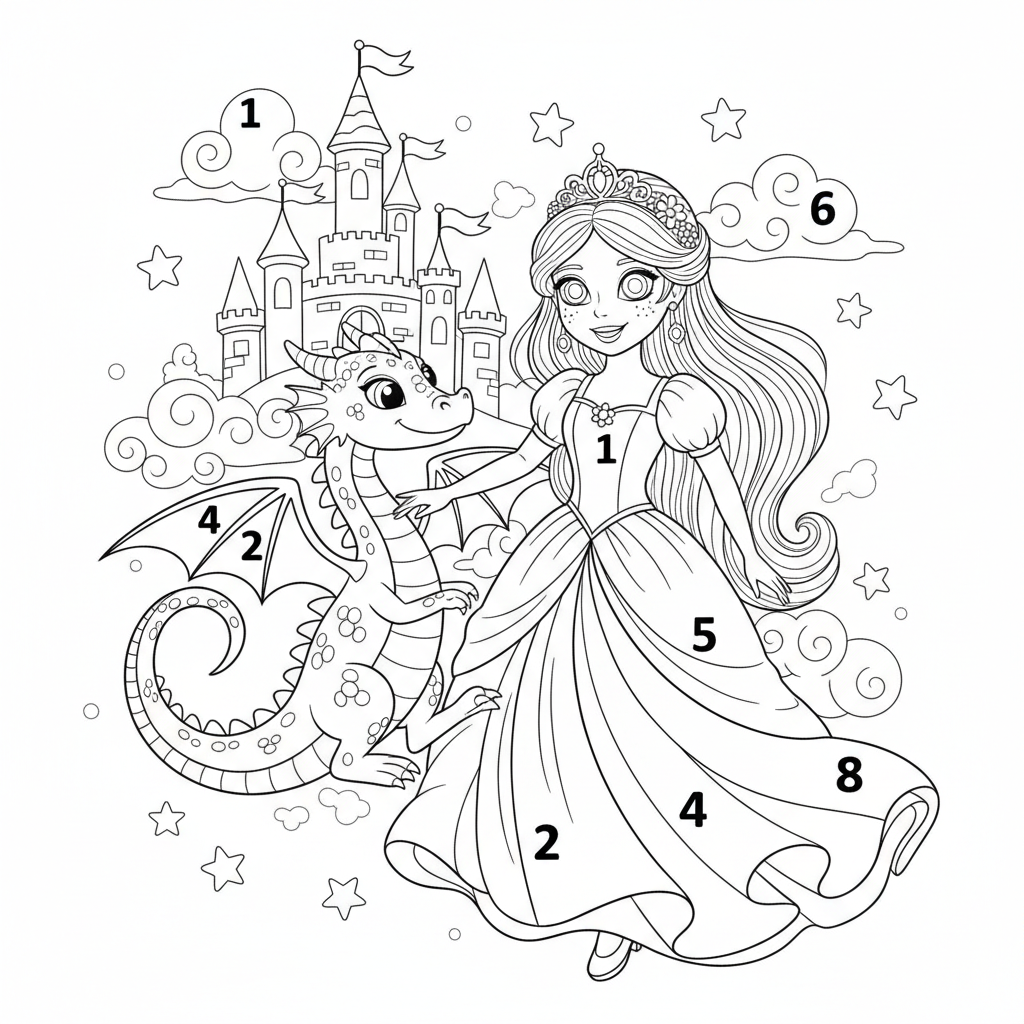Coloriage coloriage par numero disney 5