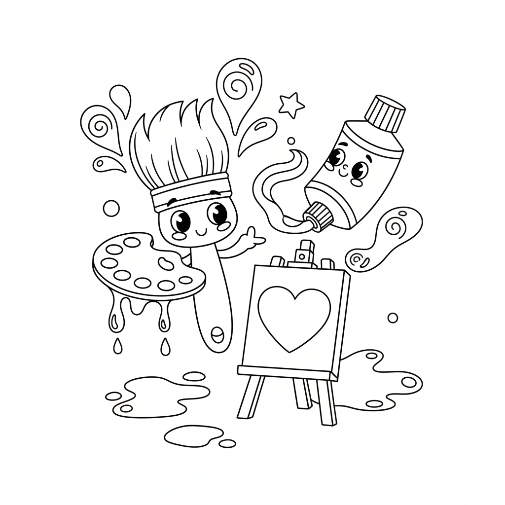 Coloriage Peinture à Imprimer pour les Petits Artistes