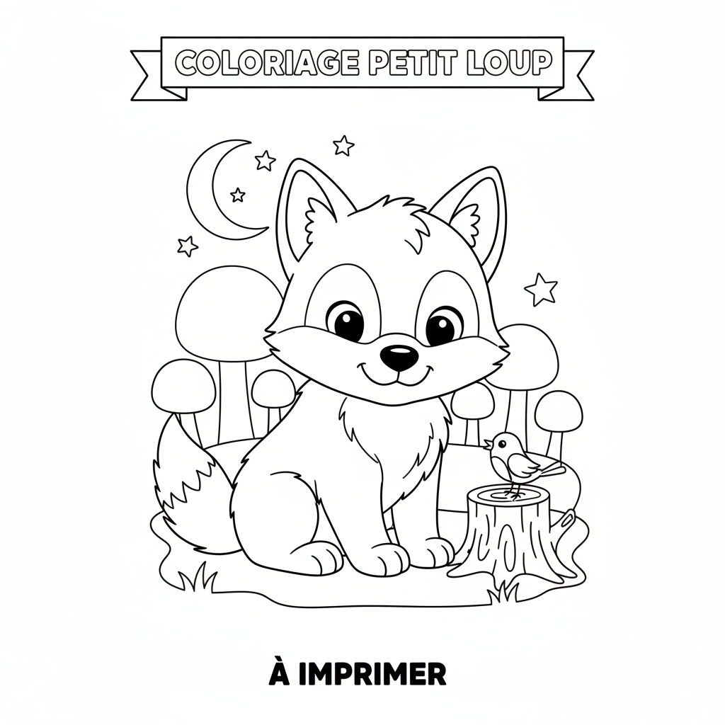 Coloriage Petit Loup à Imprimer Gratuit pour Enfants