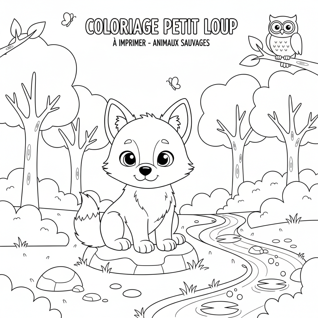 Coloriage coloriage petit loup à imprimer 3