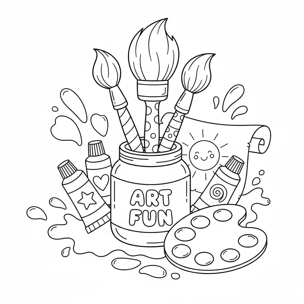 Coloriage coloriage pinceaux 2