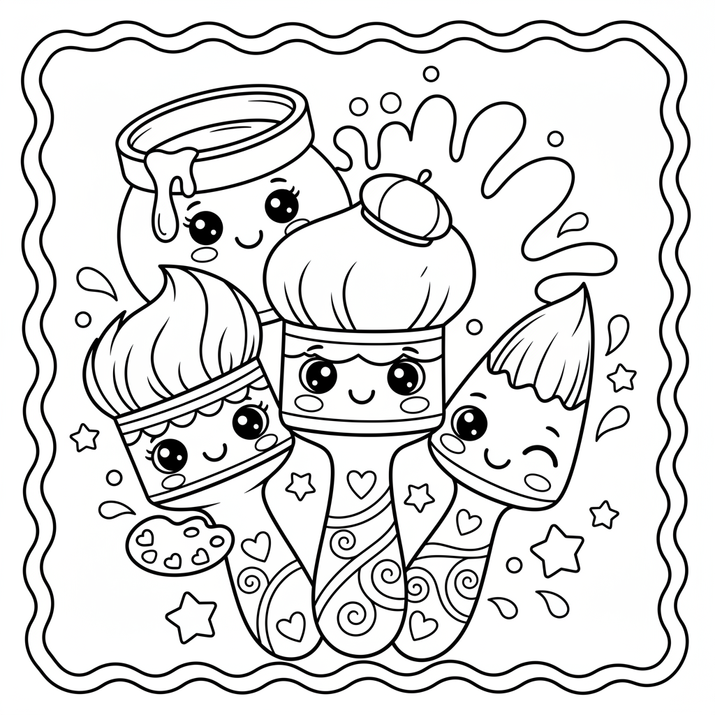 Coloriage coloriage pinceaux 4