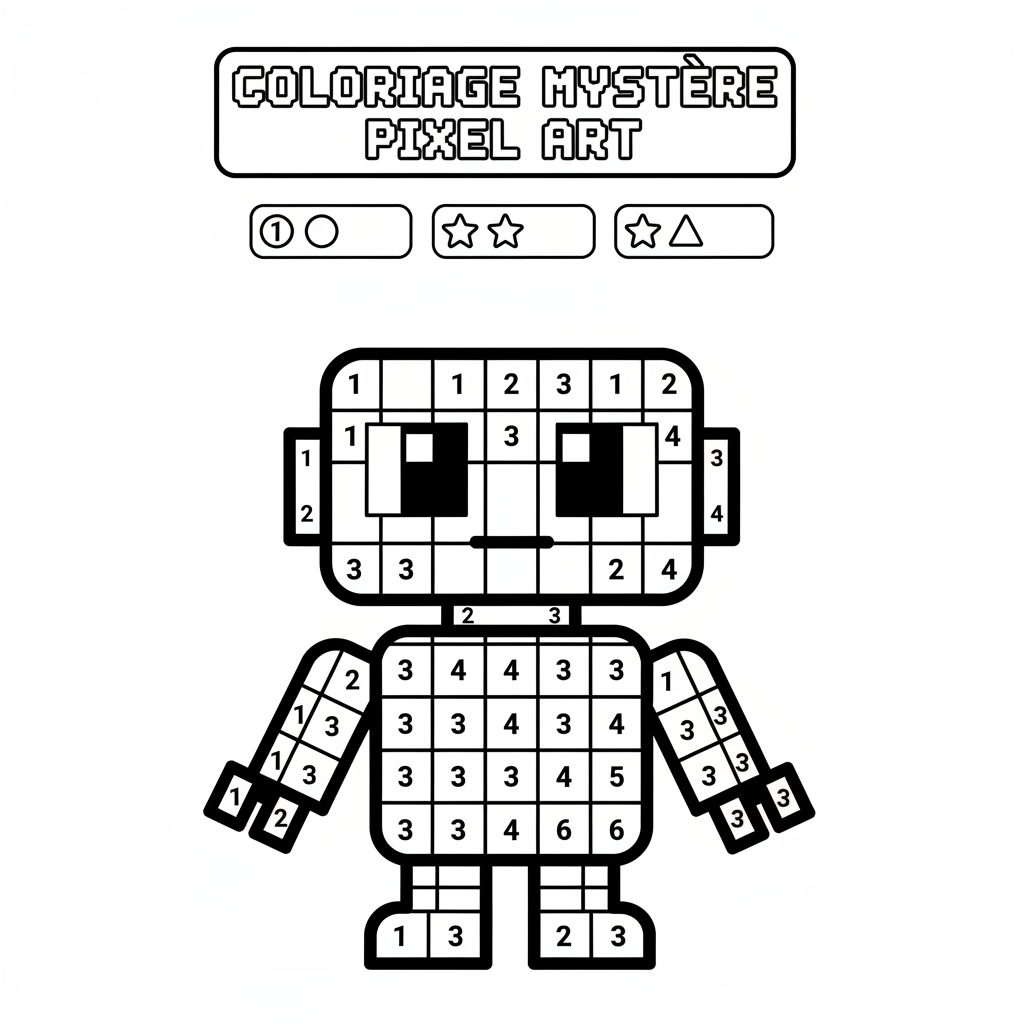 Coloriage Pixel Art Gratuit à Imprimer pour Enfants