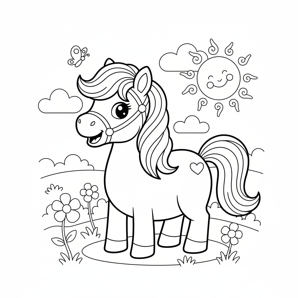 Coloriage coloriage poney à imprimer 2