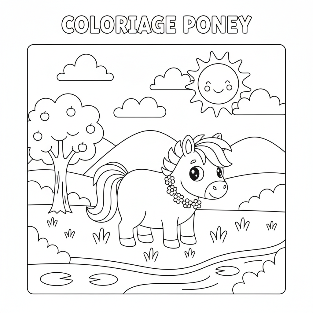 Coloriage coloriage poney à imprimer 3