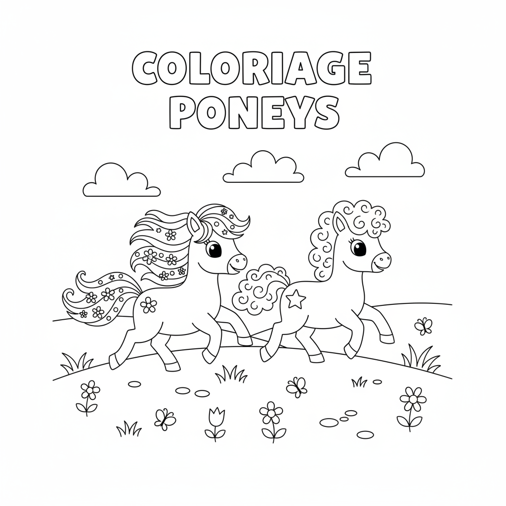 Coloriage coloriage poneys