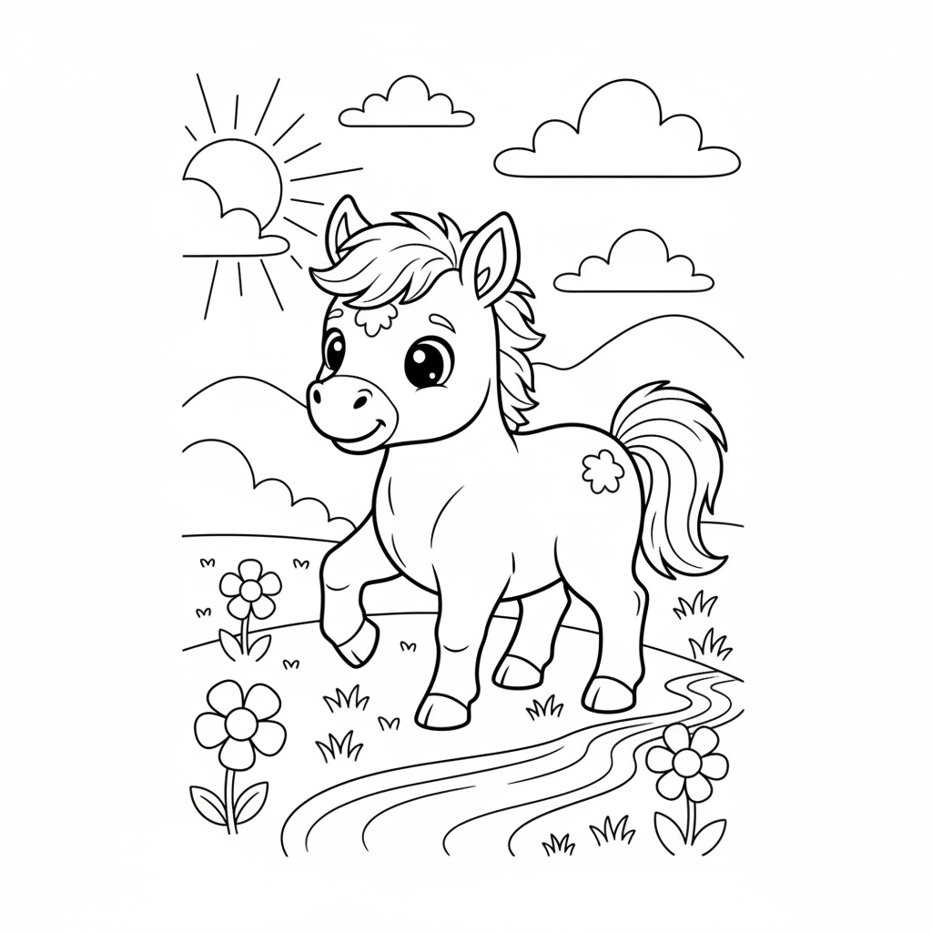 Coloriage coloriage poulain 3