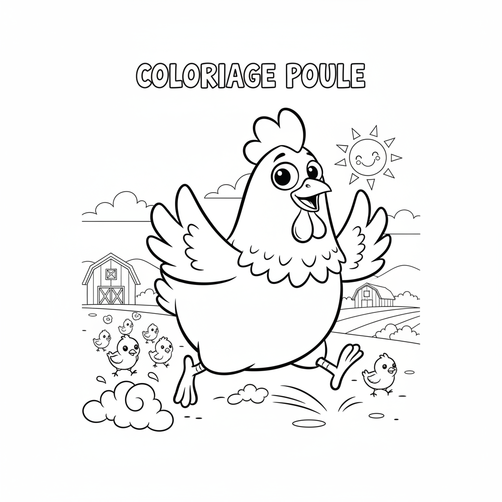 Coloriage coloriage poule 5