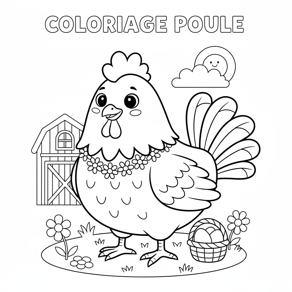 Coloriage coloriage poule à imprimer