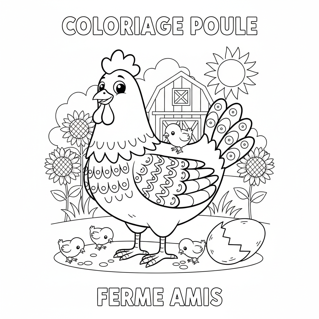 Coloriage coloriage poule à imprimer 2