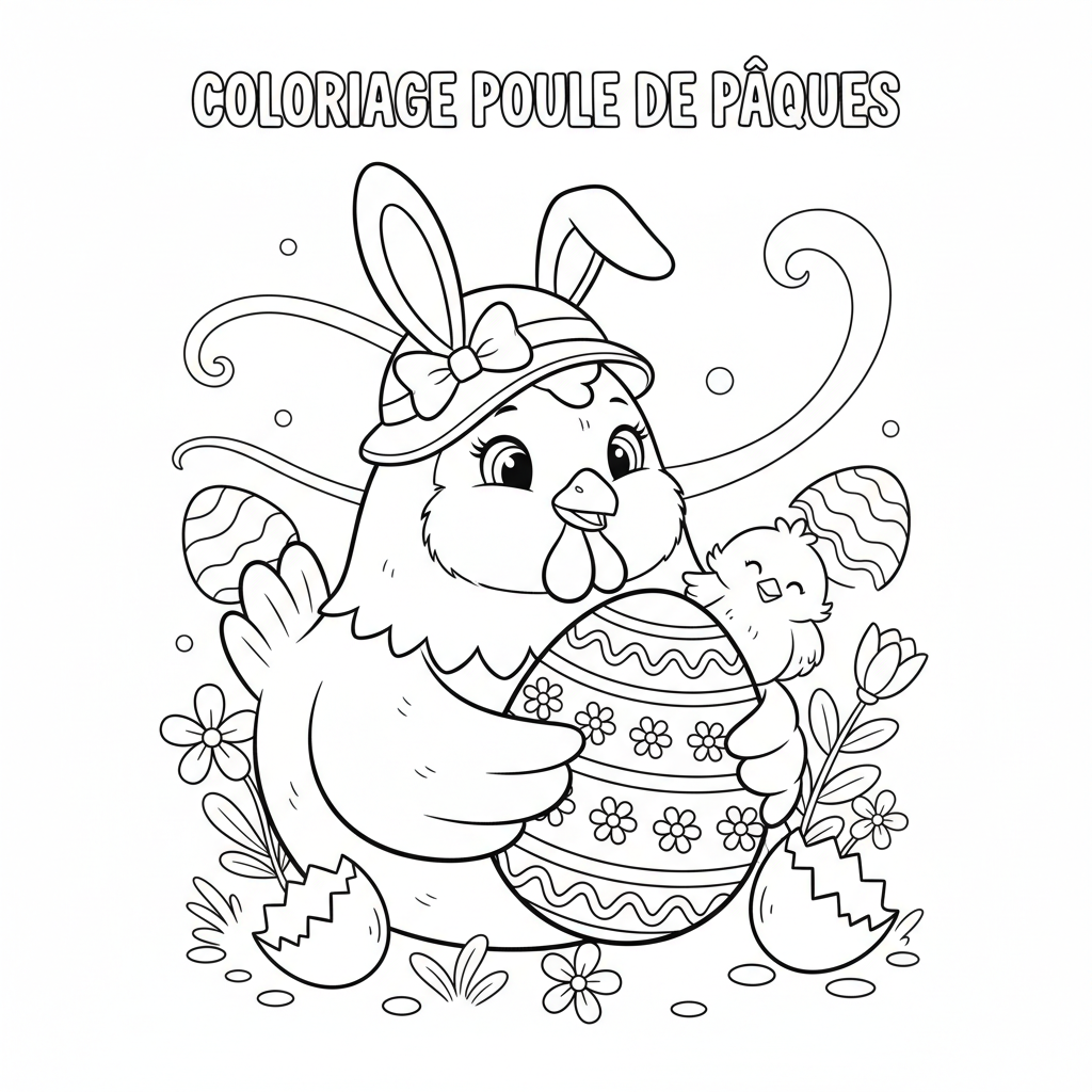 Coloriage coloriage poule de paques 4
