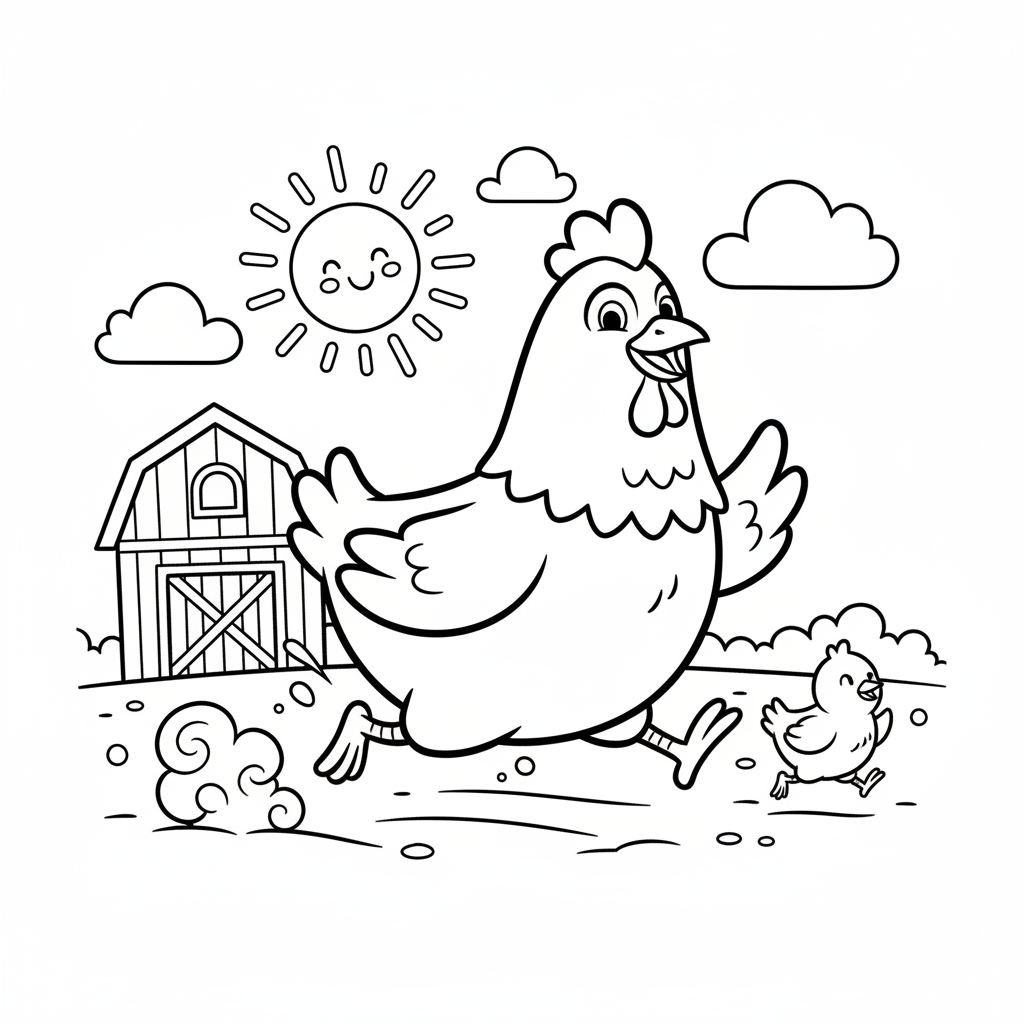 Coloriage coloriage poule facile 5