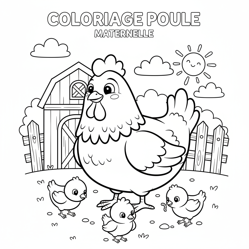Coloriage coloriage poule maternelle