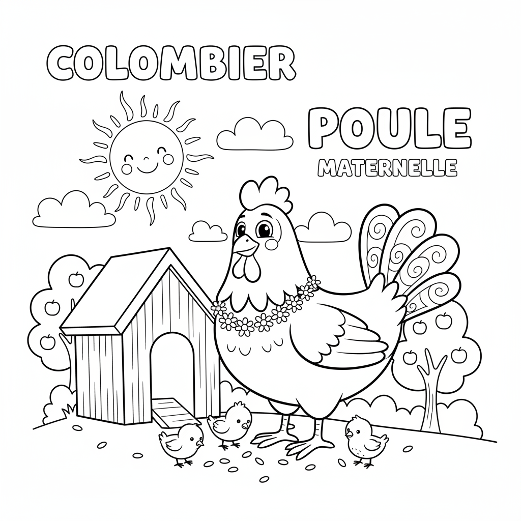 Coloriage coloriage poule maternelle 2