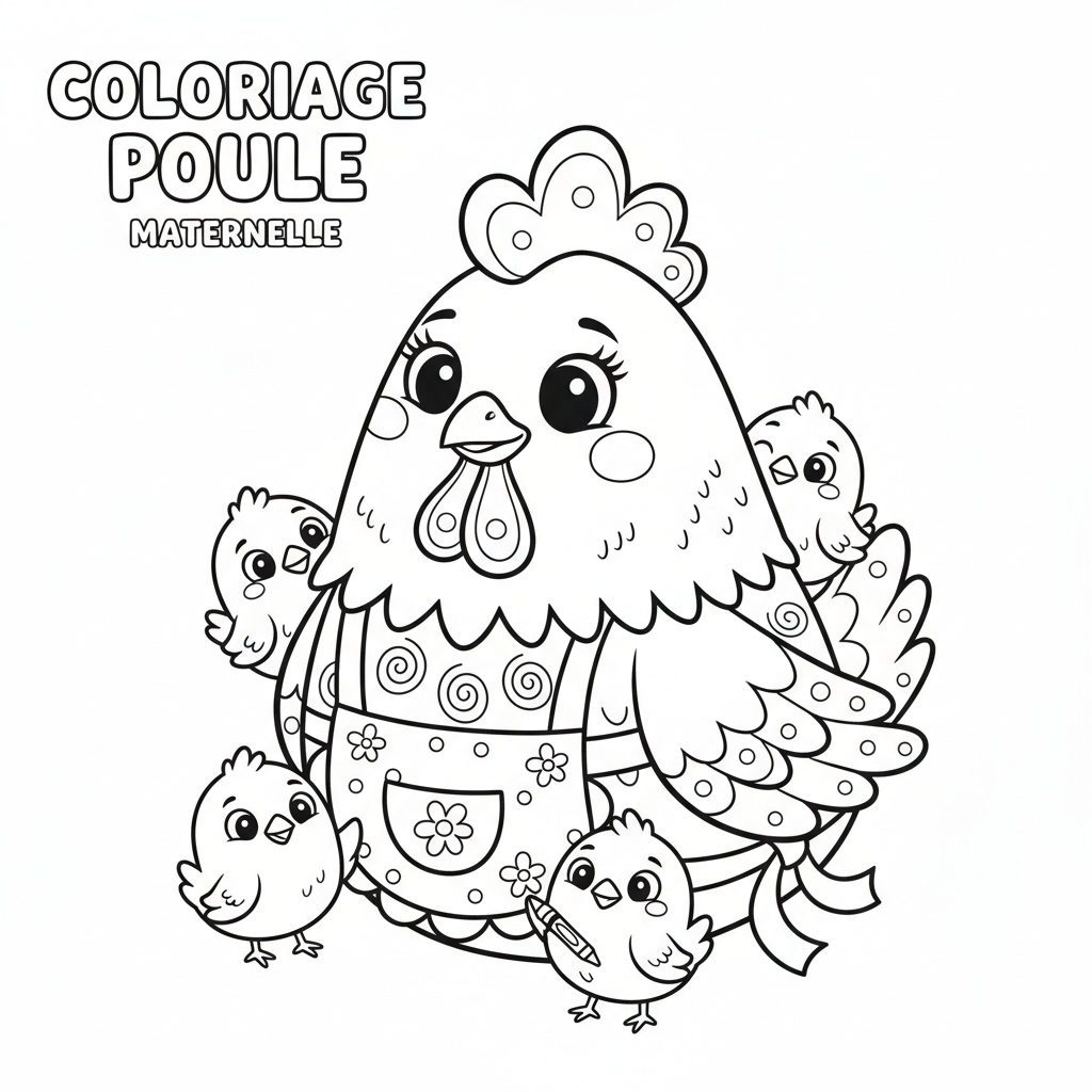 Coloriage coloriage poule maternelle 4