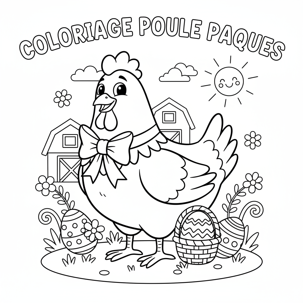 Coloriage coloriage poule paques
