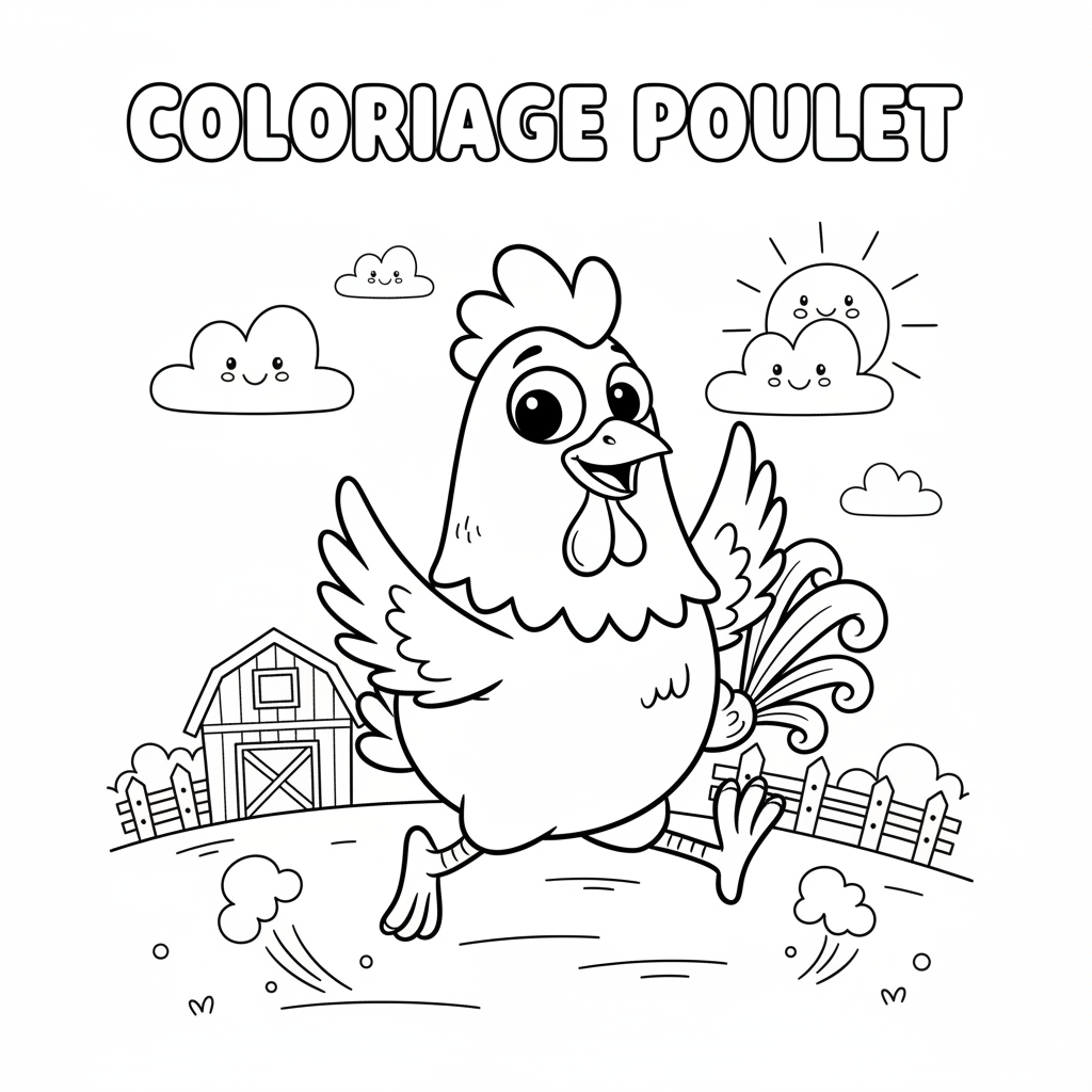 Coloriage coloriage poulet 5