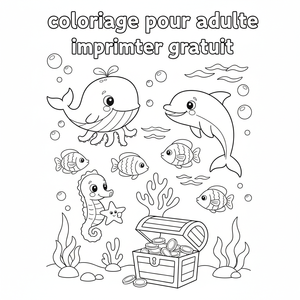 Coloriage Pour Adulte Imprimer Gratuit Animaux de la Mer