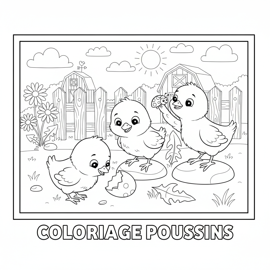 Coloriage coloriage poussins 3