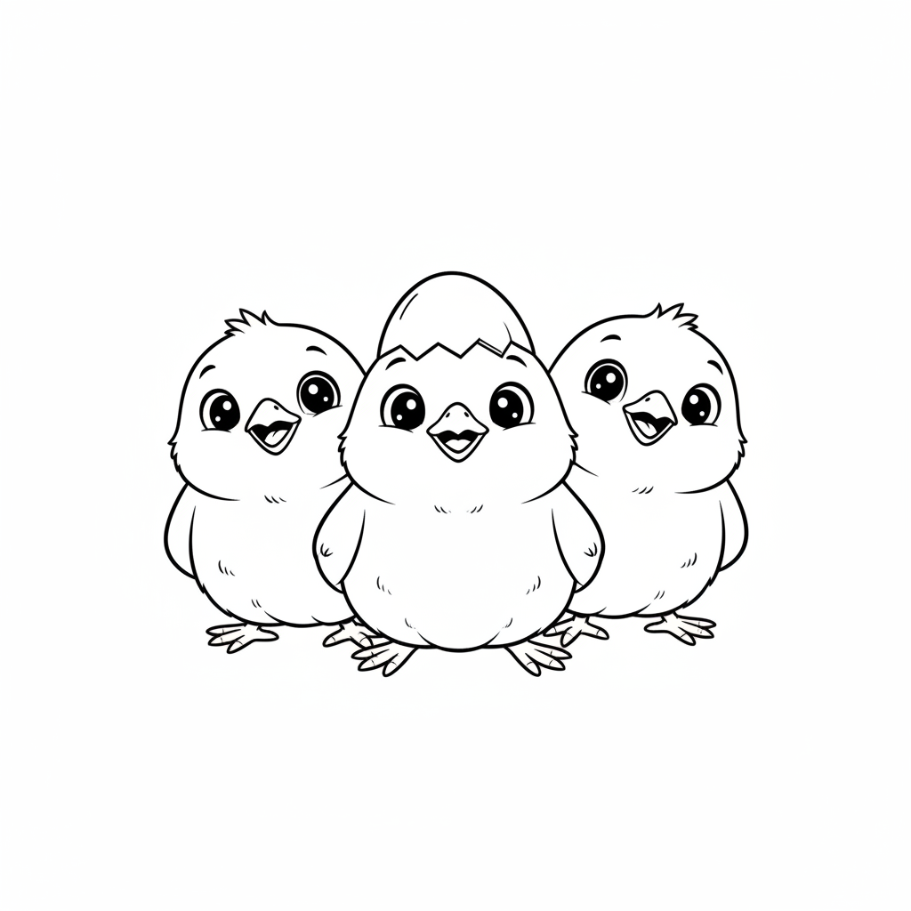 Coloriage coloriage poussins 4