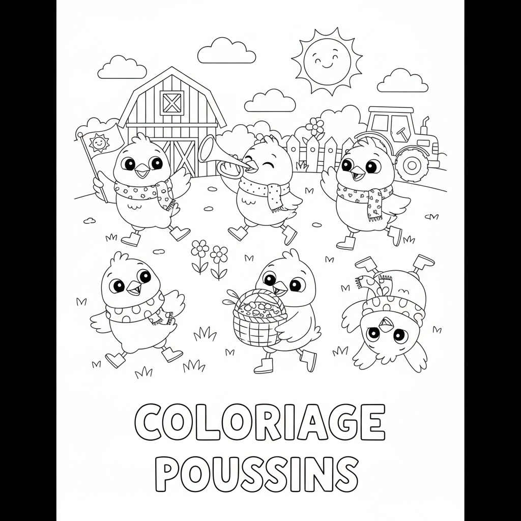 Coloriage coloriage poussins 5