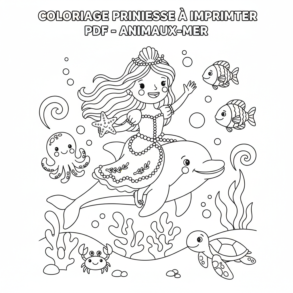 Coloriage coloriage princesse à imprimer pdf 3