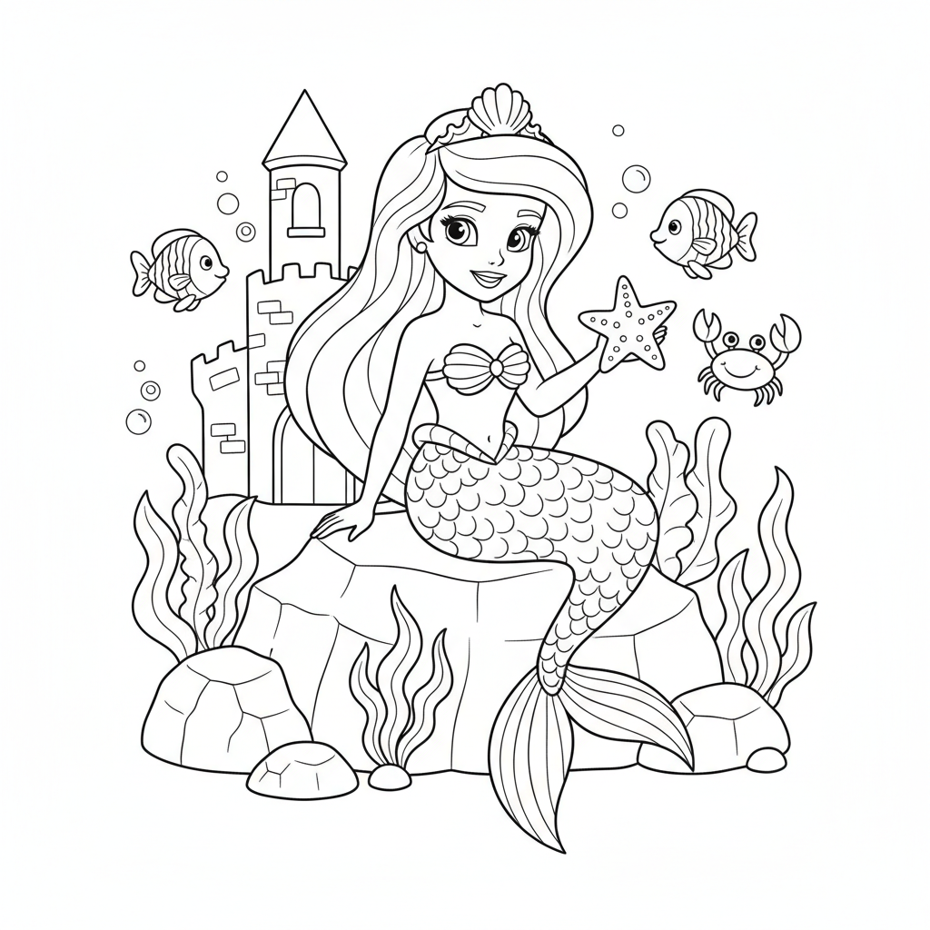 Coloriage coloriage princesse arielle 2