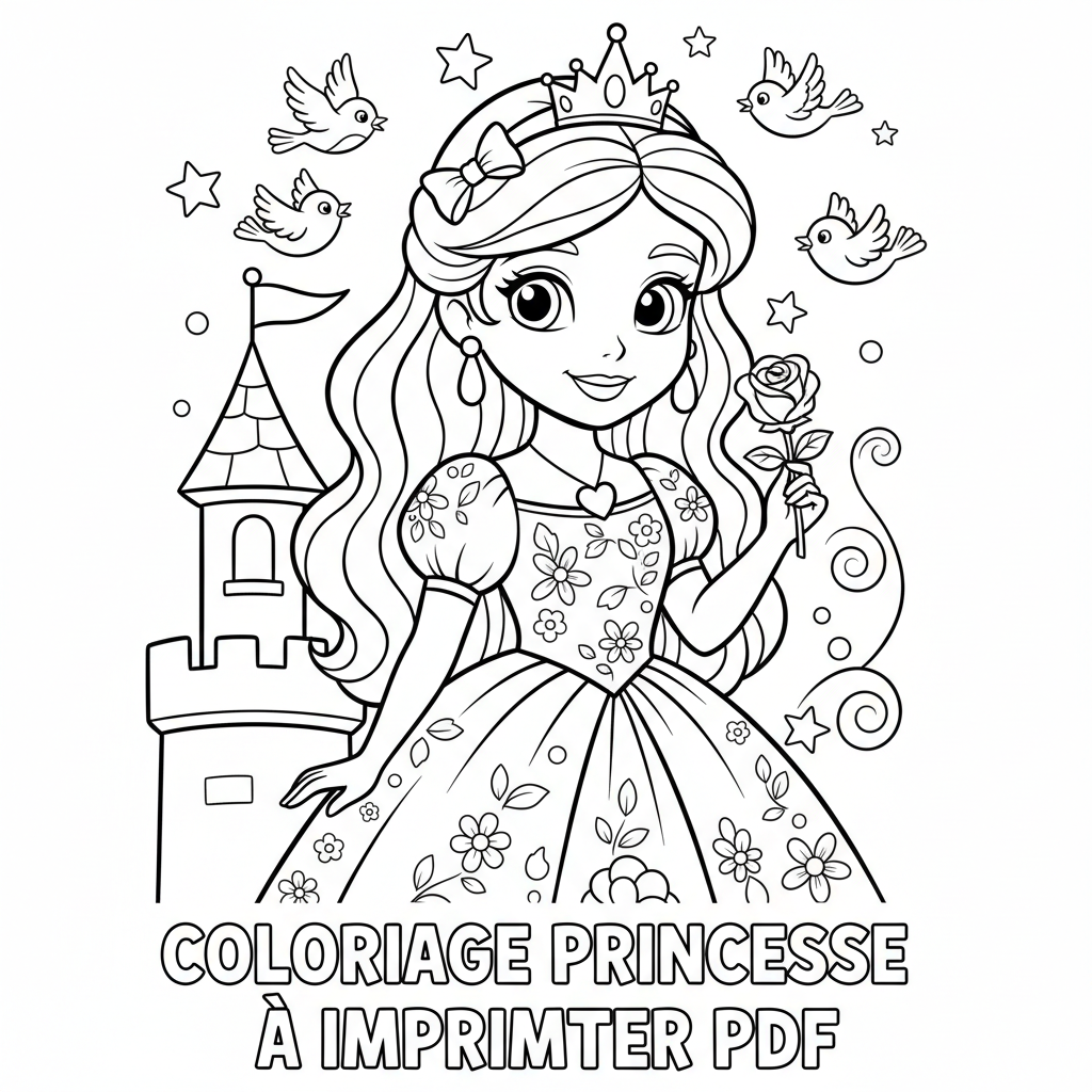 Coloriage coloriage princesse disney à imprimer pdf 4