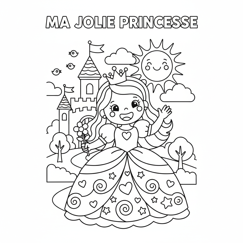Coloriage Princesse Disney Facile à Imprimer et Colorier