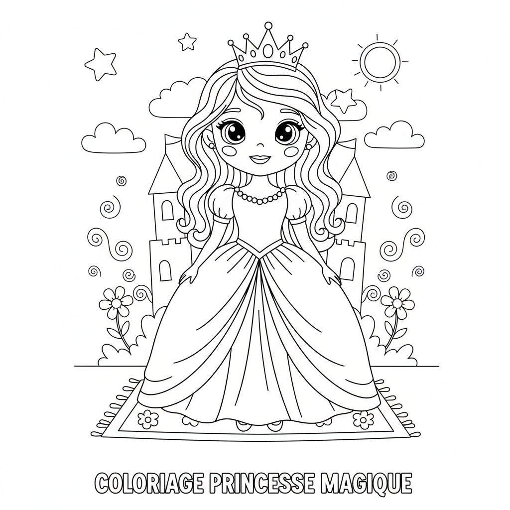 Coloriage Princesse Disney Gratuit à Imprimer pour Enfants