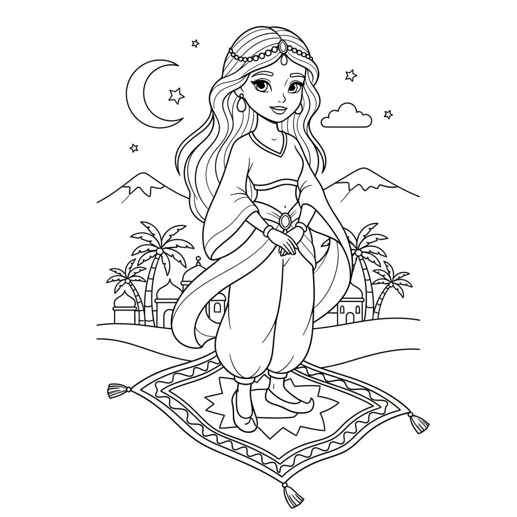 Coloriage coloriage princesse jasmine 2