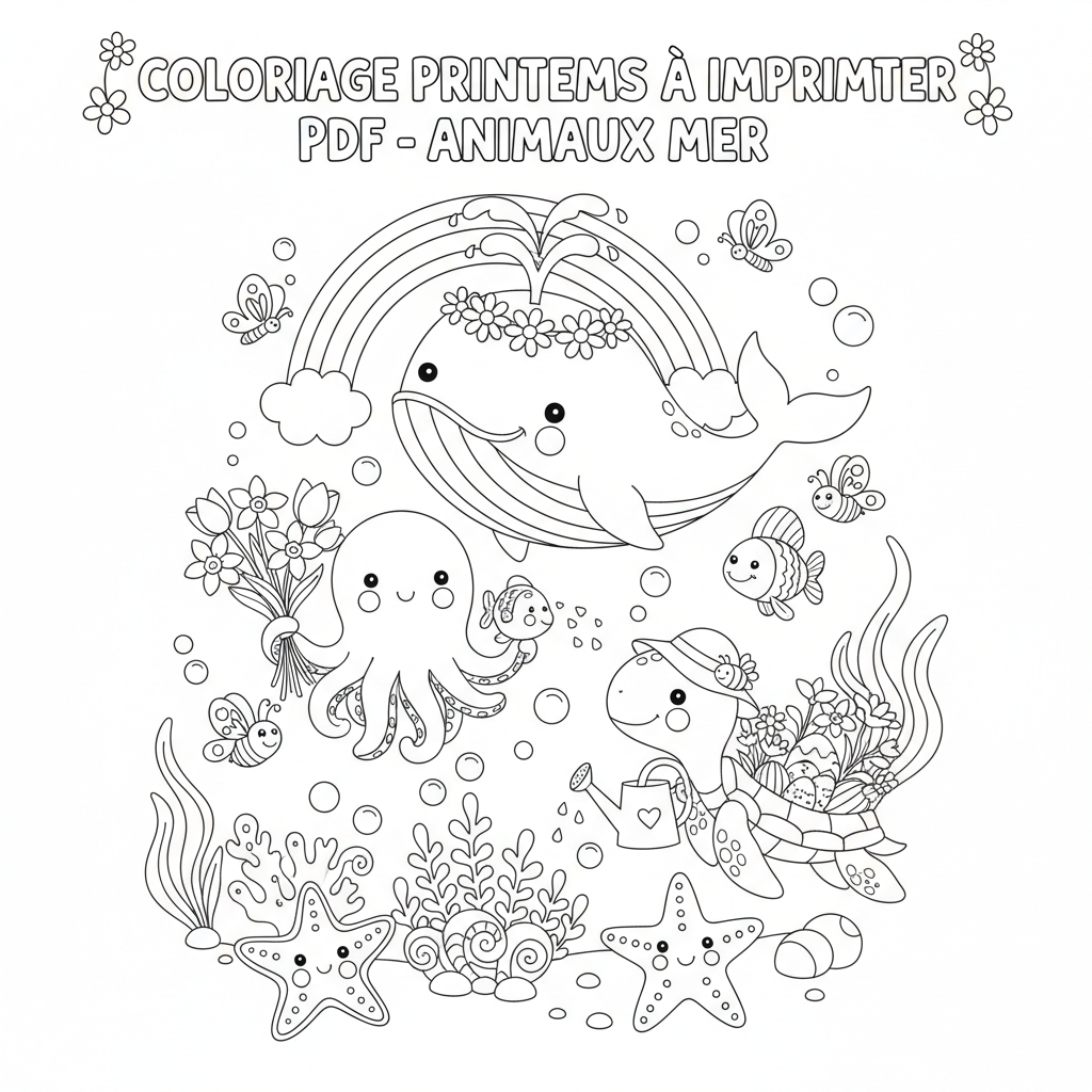 Coloriage Printemps À Imprimer Pdf à Colorier Gratuit
