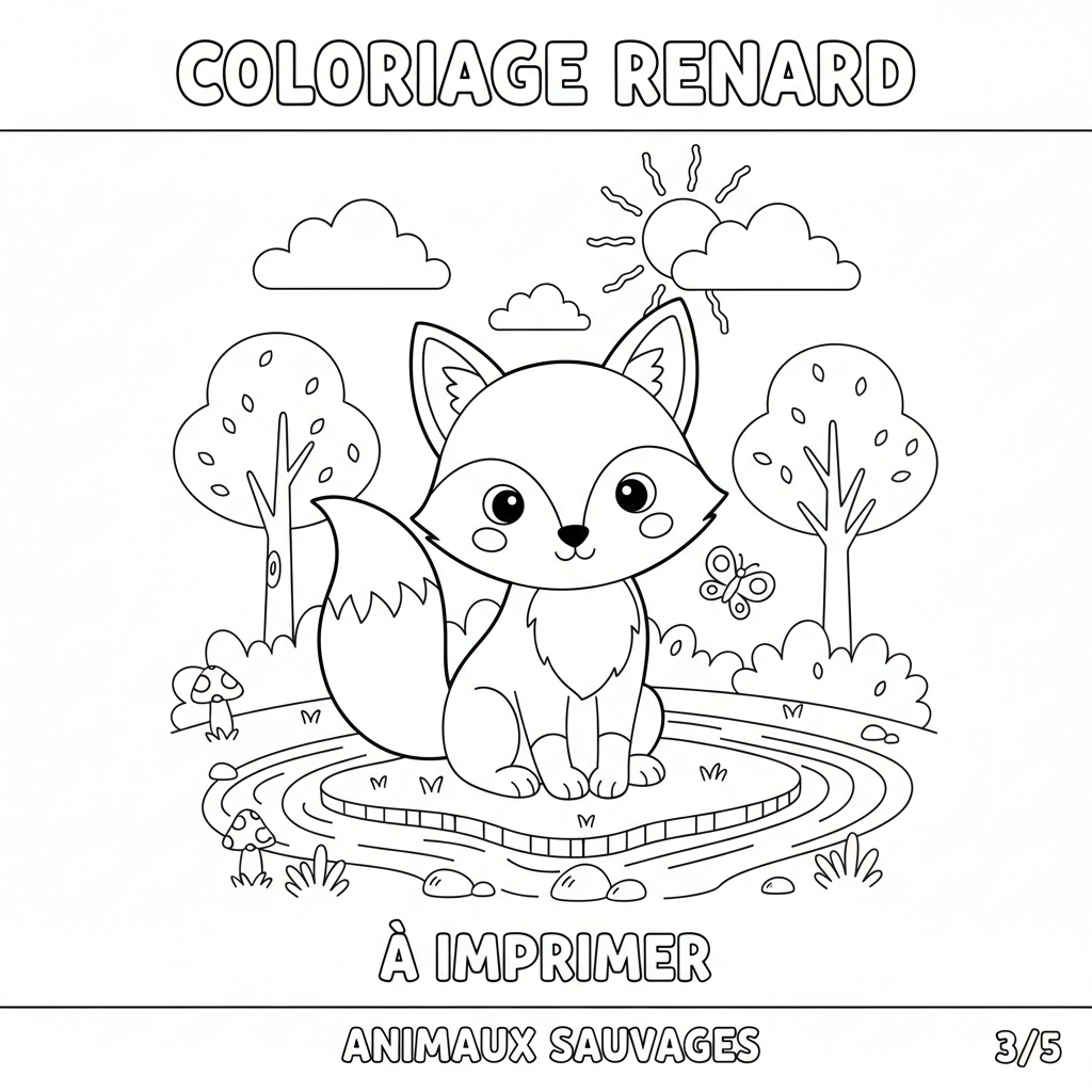 Coloriage coloriage renard à imprimer 3
