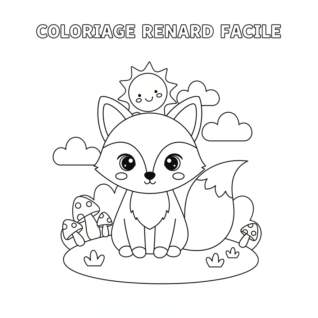 Coloriage coloriage renard facile 1