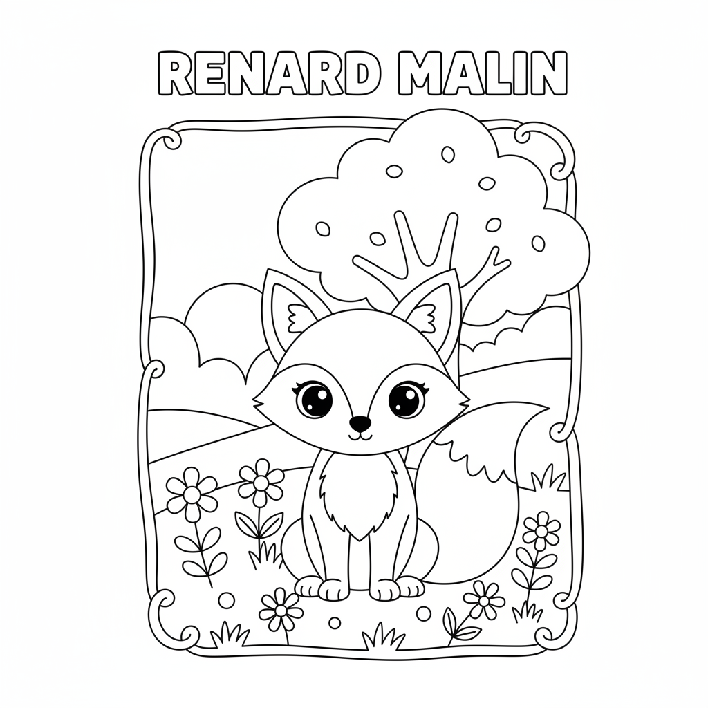 Coloriage coloriage renard facile 2