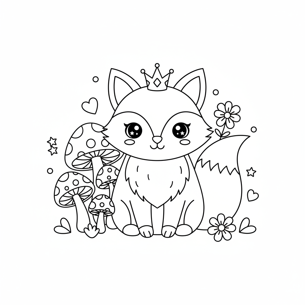 Coloriage coloriage renard kawaii 2