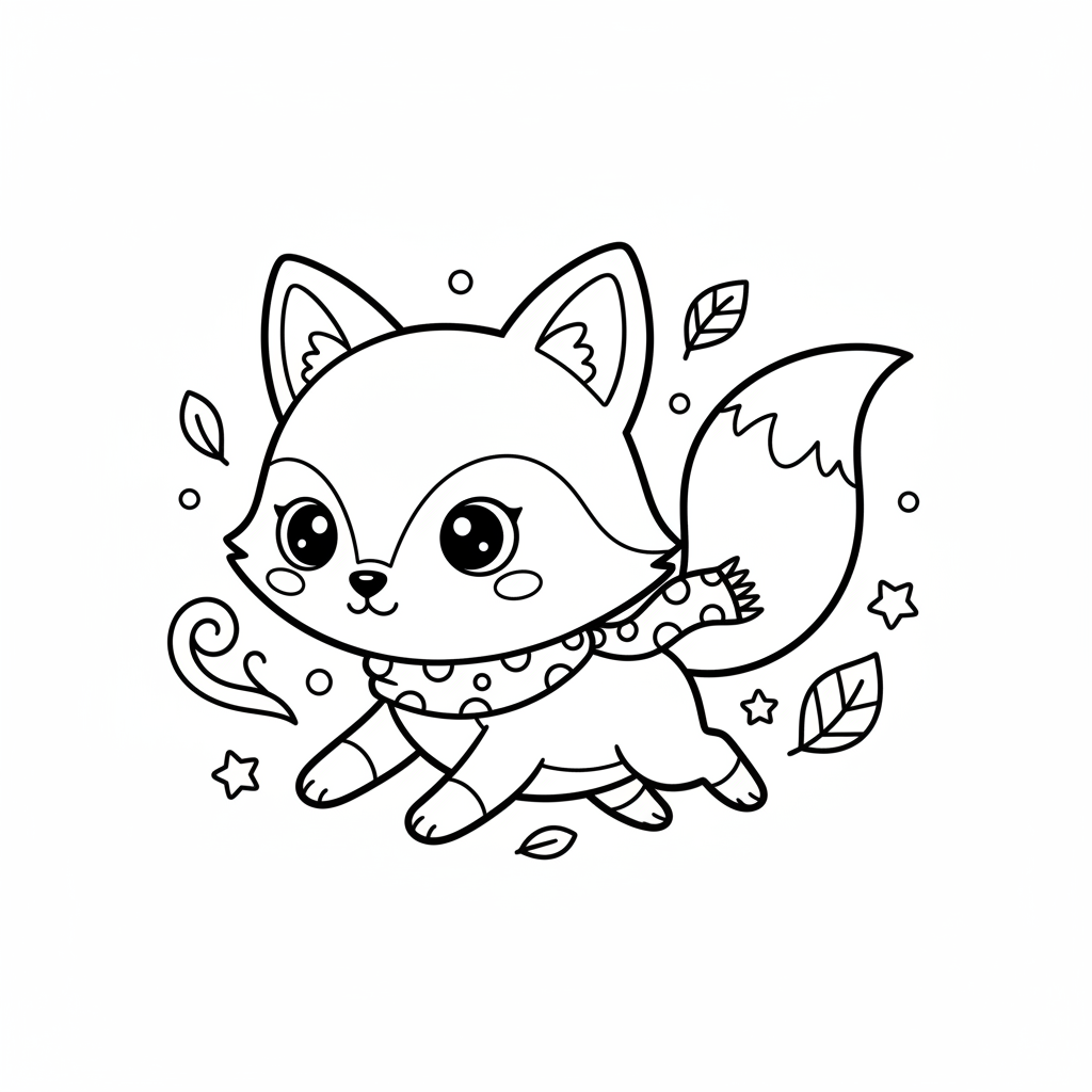 Coloriage coloriage renard kawaii 5