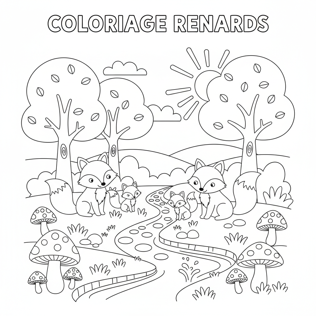 Coloriage coloriage renards 3
