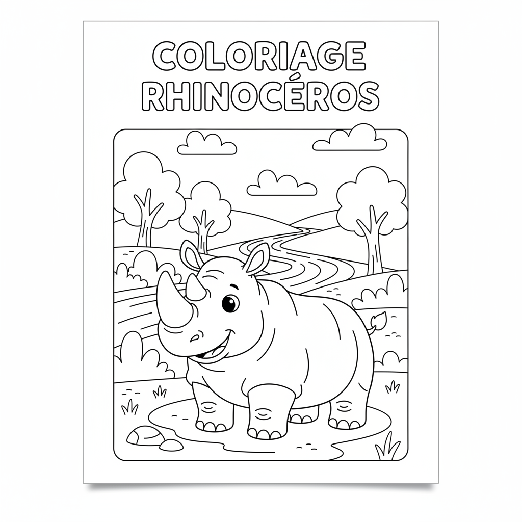 Coloriage coloriage rhinocéros 3