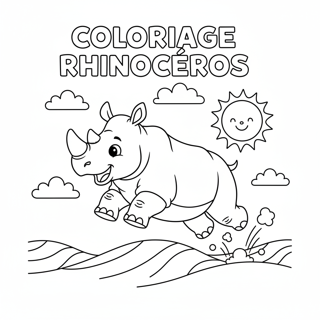 Coloriage coloriage rhinocéros 5