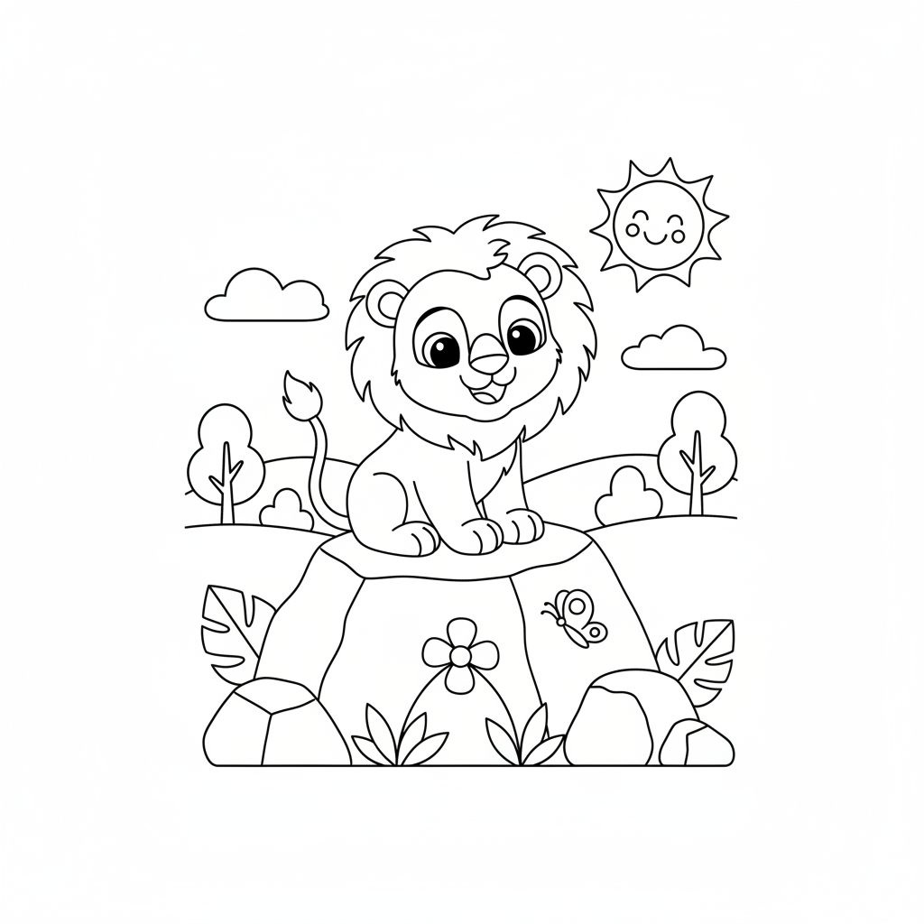Coloriage Roi Lion Gratuit à Imprimer pour les Enfants