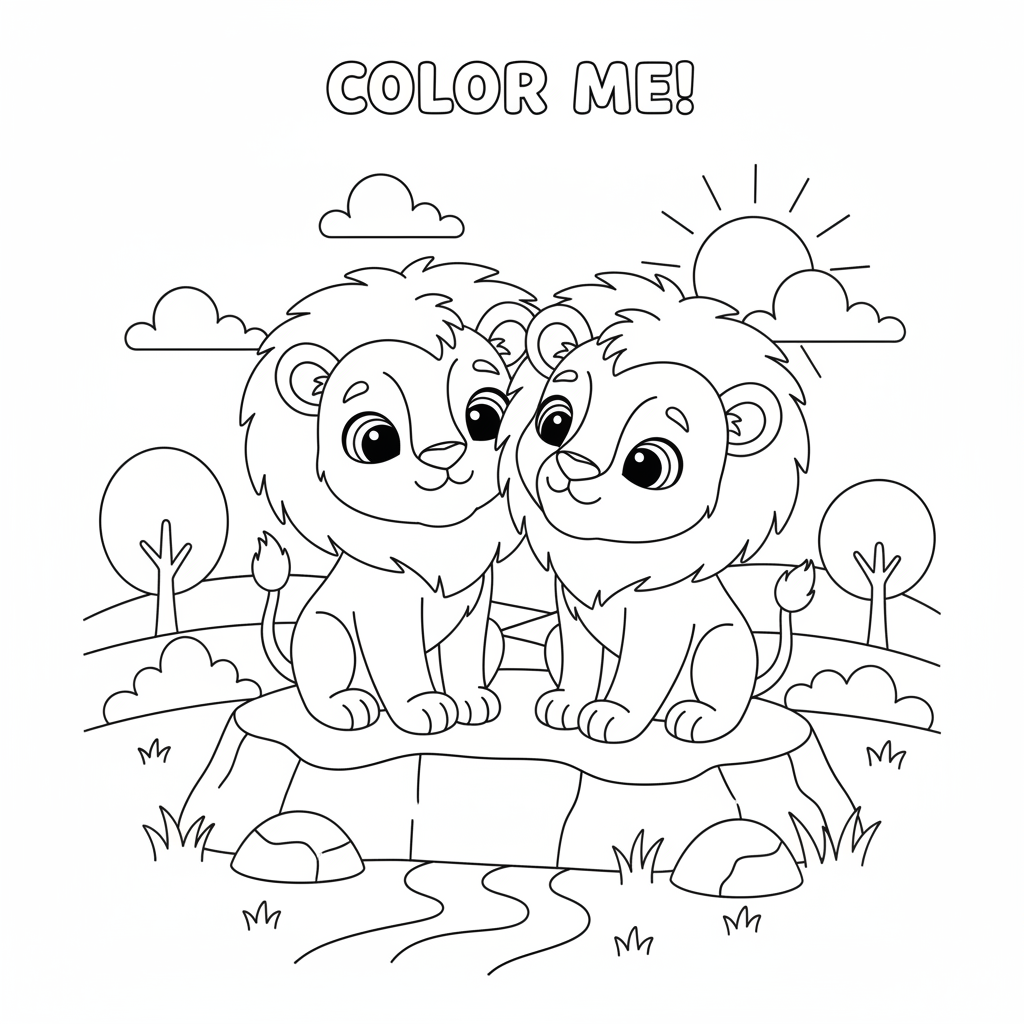 Coloriage coloriage roi lion simba et nala