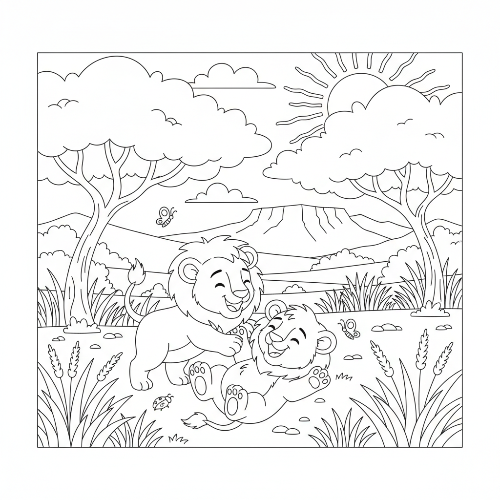 Coloriage coloriage roi lion simba et nala 3