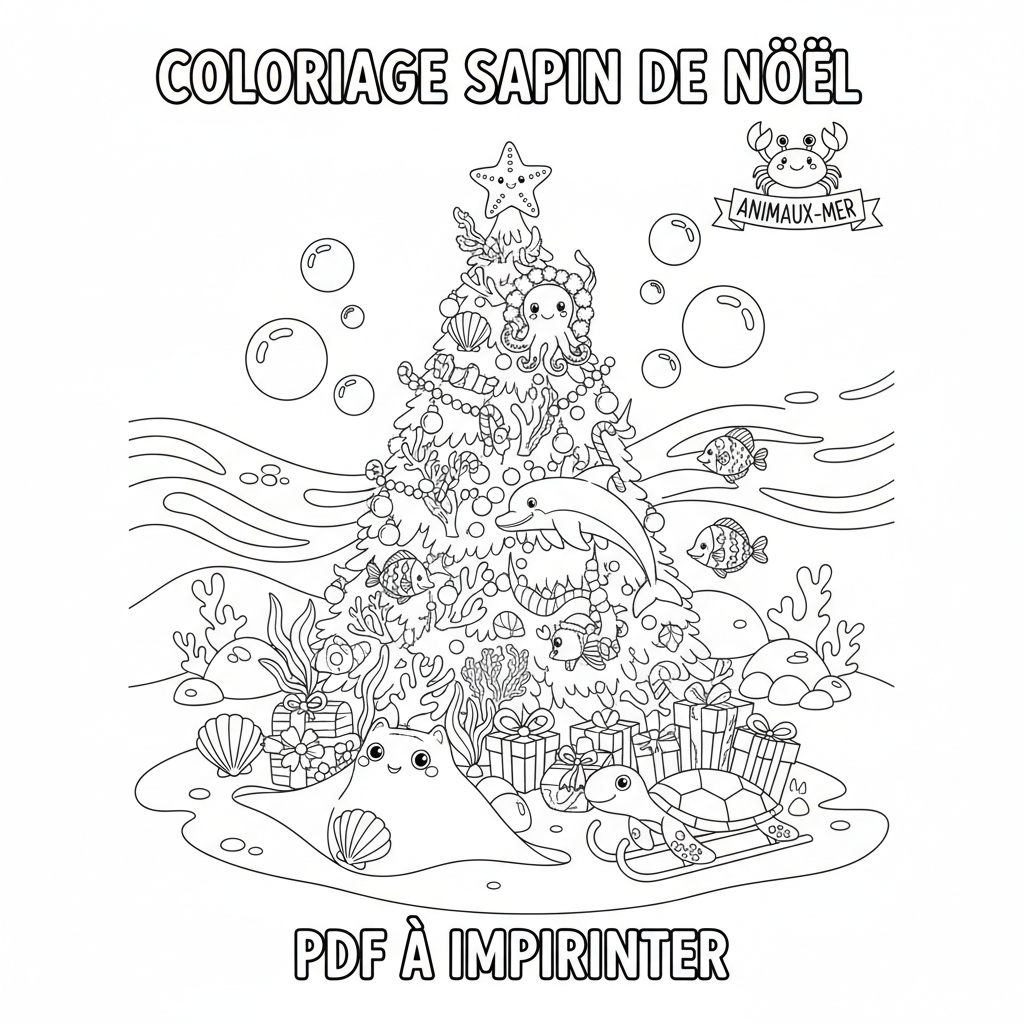 Coloriage coloriage sapin noël à imprimer pdf 3
