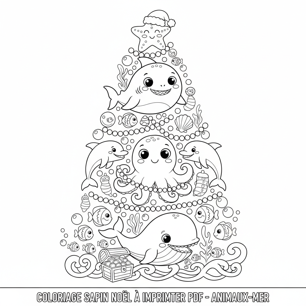 Coloriage coloriage sapin noël à imprimer pdf 4