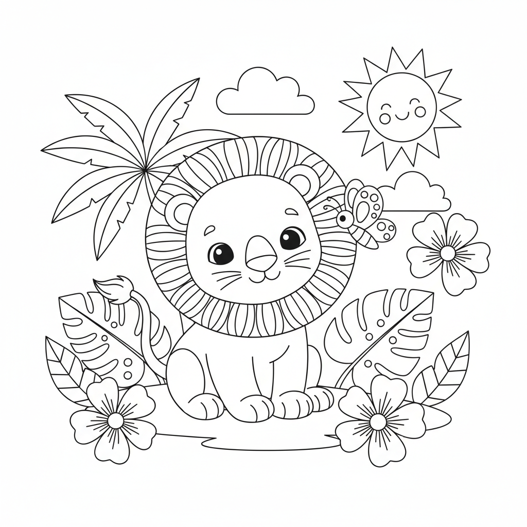 Coloriage Simba Gratuit à Imprimer pour Enfants